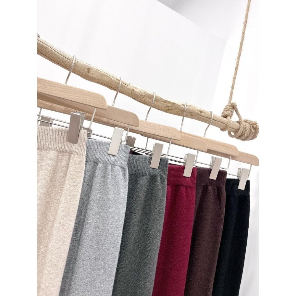 (E76)鬆緊針織後開衩長裙-6色-細節圖7