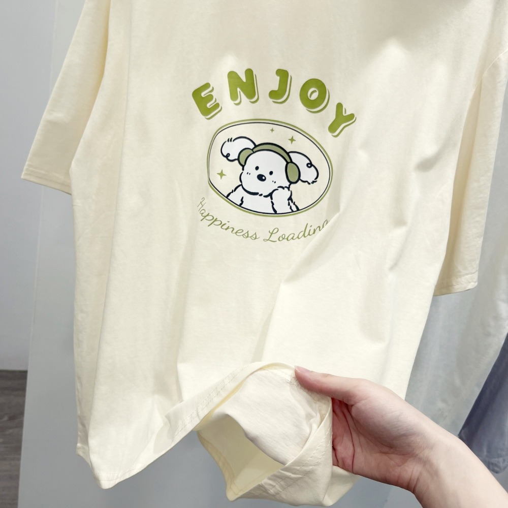 (A336)正韓 戴耳機狗狗圖案短袖上衣-4色-細節圖6