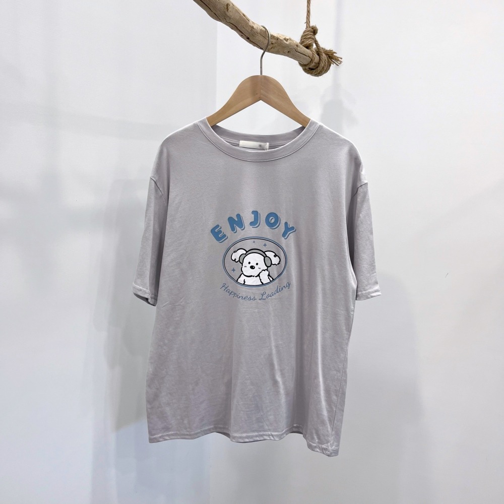 (A336)正韓 戴耳機狗狗圖案短袖上衣-4色-細節圖9