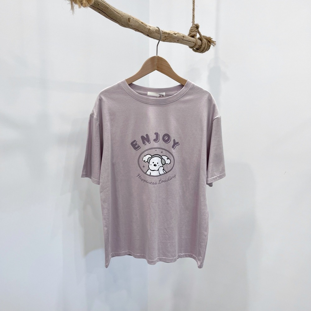 (A336)正韓 戴耳機狗狗圖案短袖上衣-4色-細節圖10