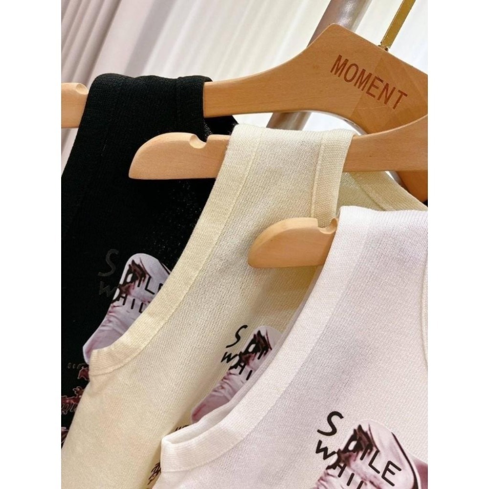 (A334)貓咪印花無袖針織短版上衣-3色-細節圖9