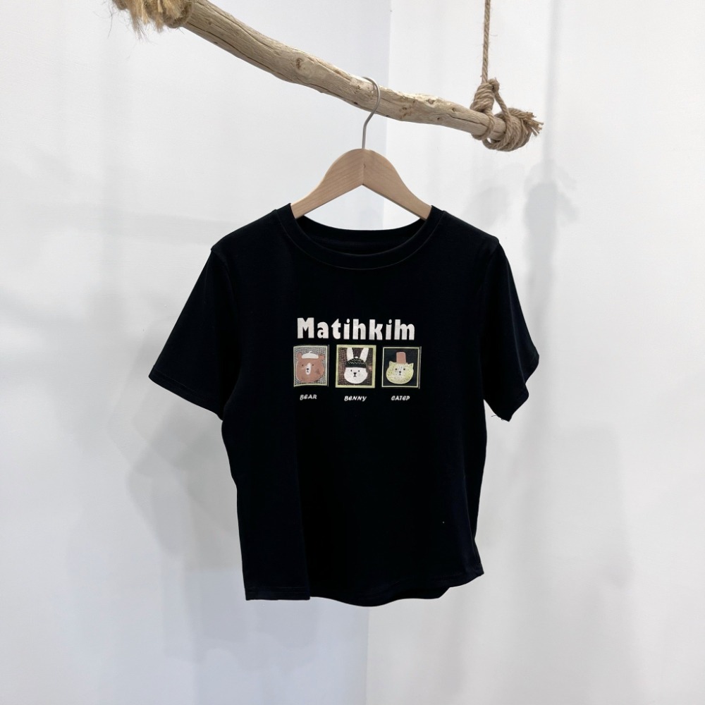 (A326)可愛小動物圖案圓弧下擺短袖上衣-6色-規格圖3