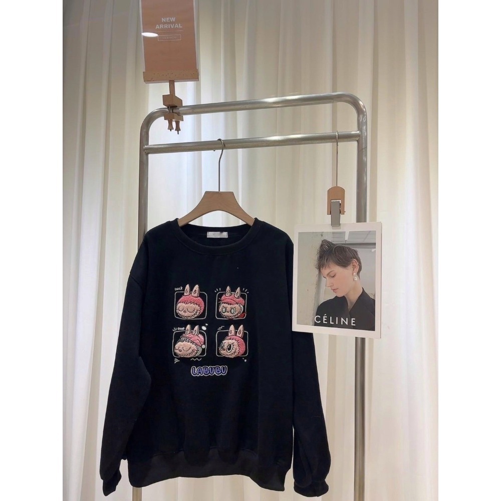 (A364)Labubu內刷毛長袖大學t-3色 保暖 長袖上衣 卡通上衣-規格圖9