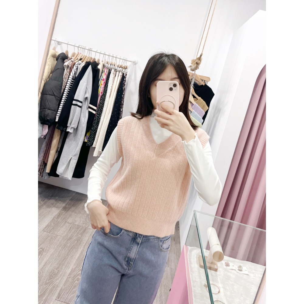 (A362)v領無袖針織背心-7色 短版針織背心-規格圖3