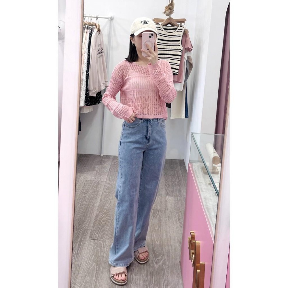 (A358)圓領長袖洞洞針織上衣-4色-細節圖3