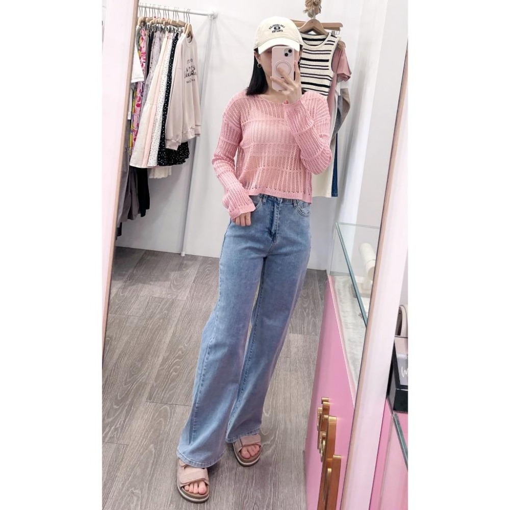 (A358)圓領長袖洞洞針織上衣-4色-細節圖4