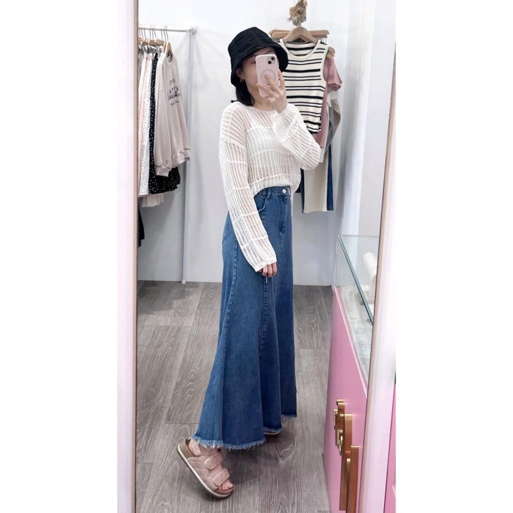 (A358)圓領長袖洞洞針織上衣-4色-細節圖6