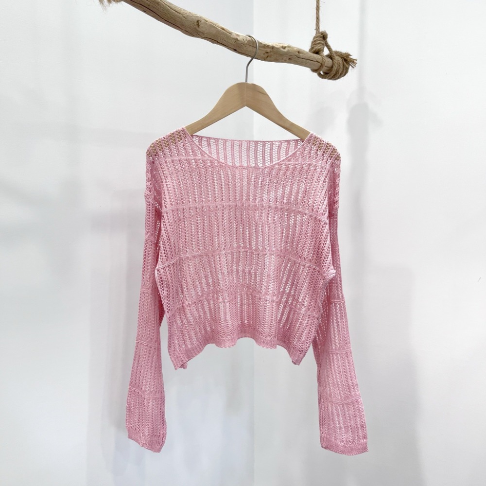 (A358)圓領長袖洞洞針織上衣-4色-規格圖8