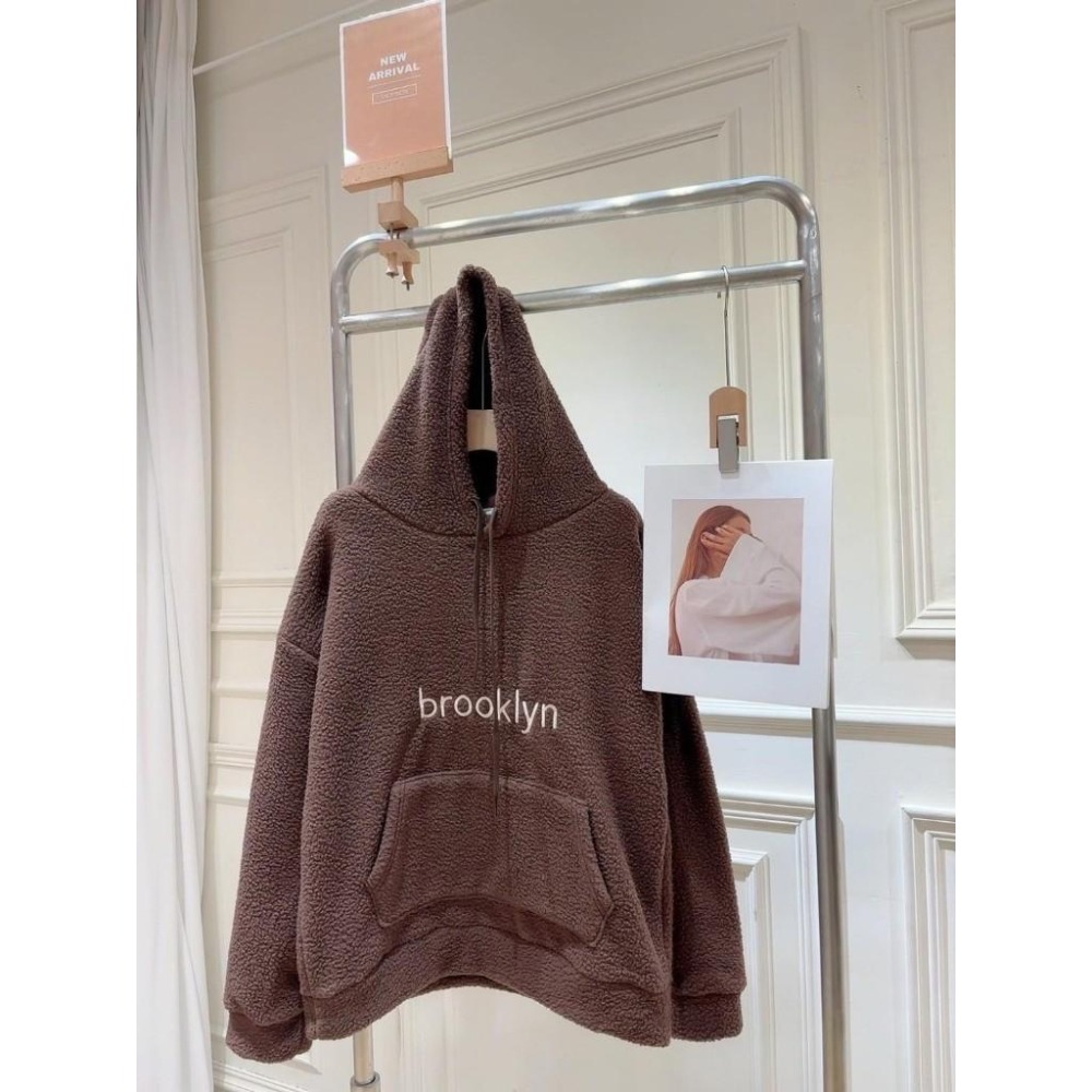 (A365)泰迪熊QQ毛長袖連帽上衣-2色-細節圖2