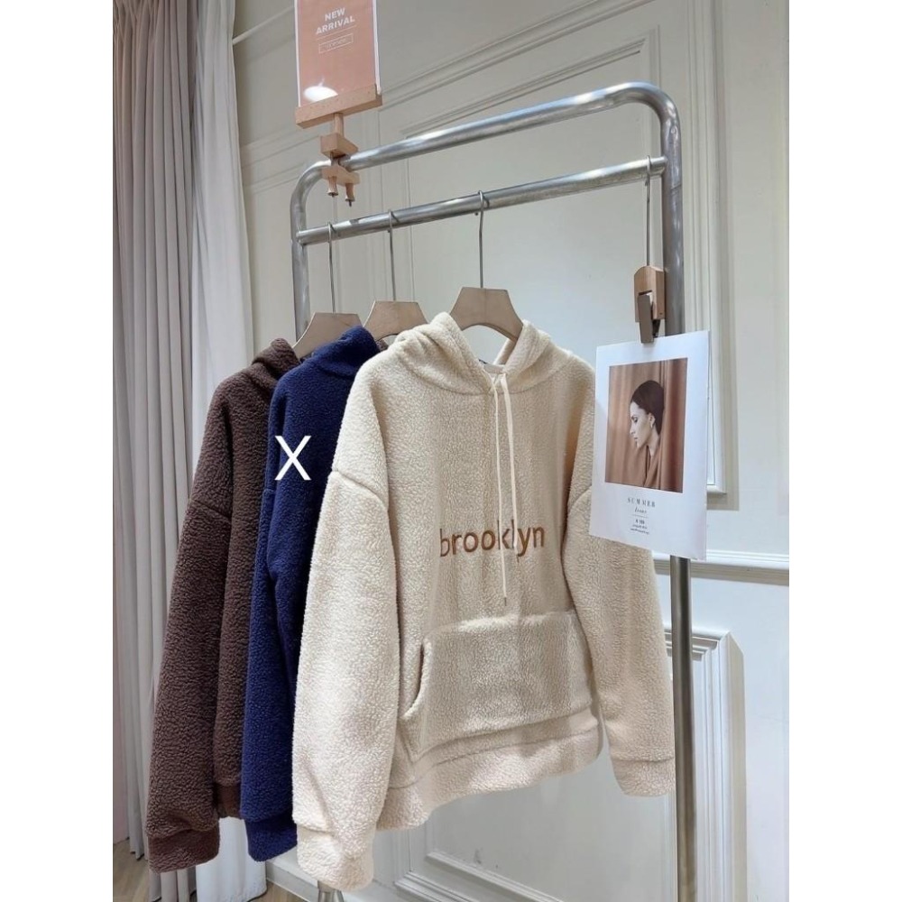 (A365)泰迪熊QQ毛長袖連帽上衣-2色-細節圖3