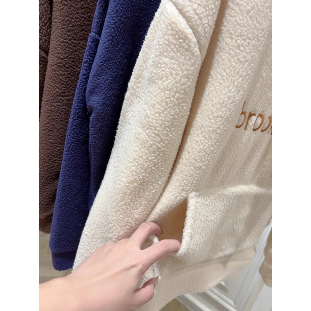 (A365)泰迪熊QQ毛長袖連帽上衣-2色-細節圖4