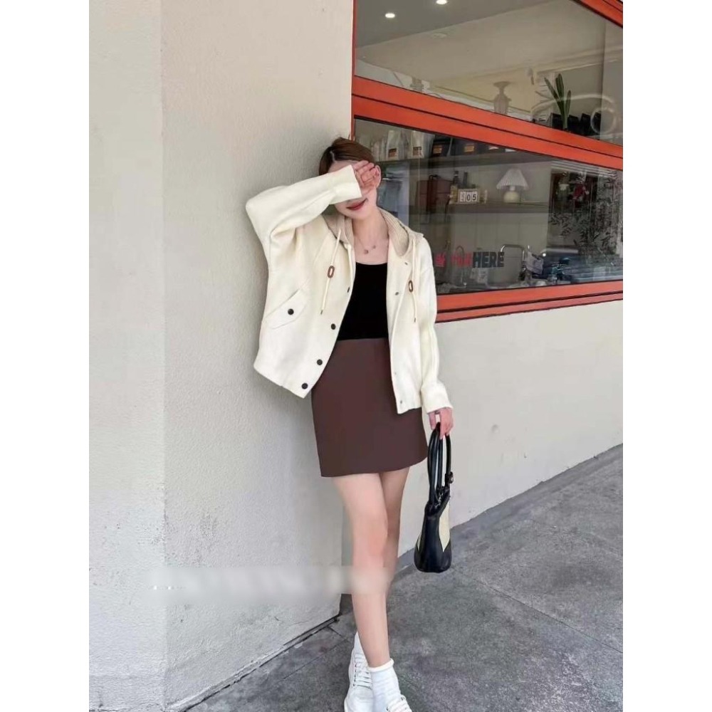 (G47)毛呢撞色連帽外套-3色-細節圖5