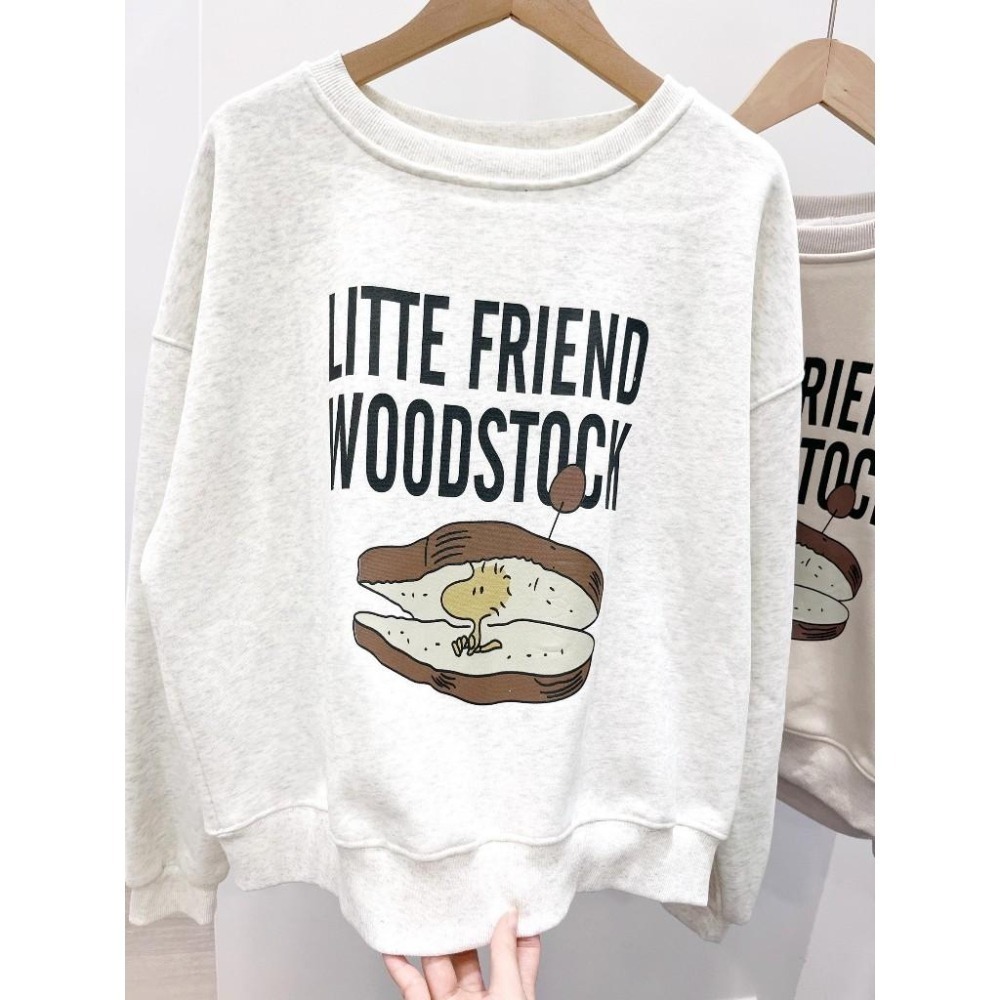 (A366)糊塗塌客印花圖案內刷絨長袖大學t-3色 保暖 長袖上衣-細節圖4