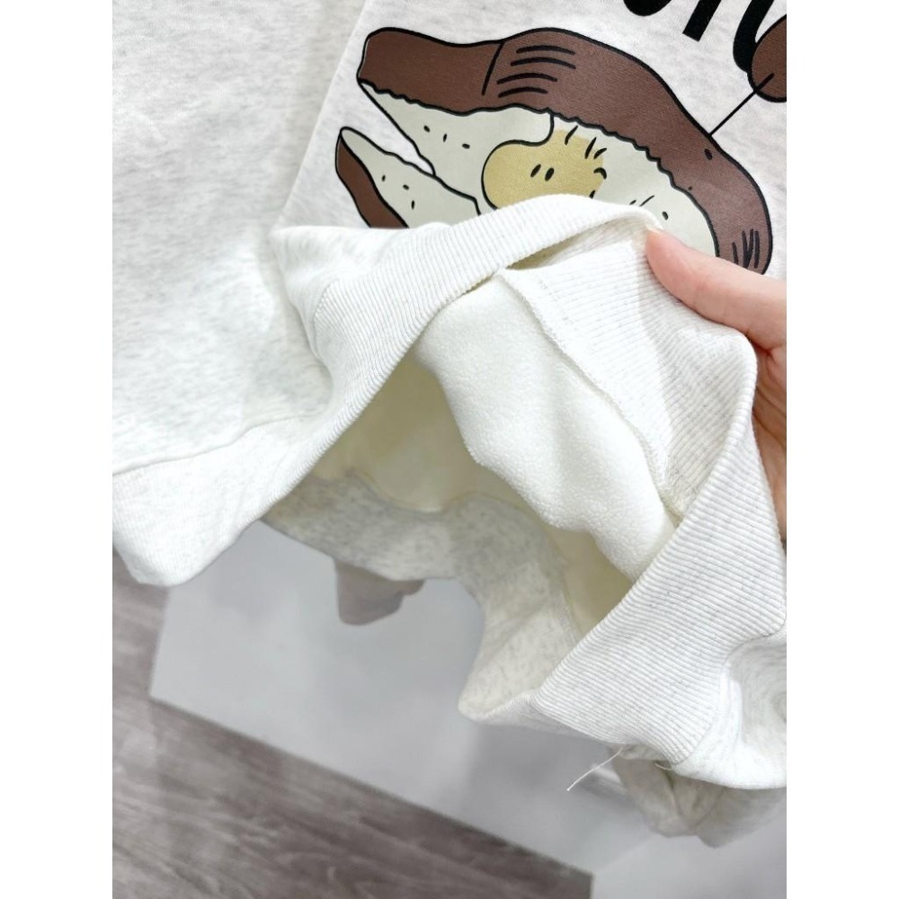 (A366)糊塗塌客印花圖案內刷絨長袖大學t-3色 保暖 長袖上衣-細節圖5