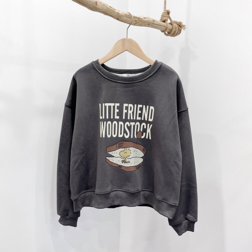 (A366)糊塗塌客印花圖案內刷絨長袖大學t-3色 保暖 長袖上衣-規格圖5