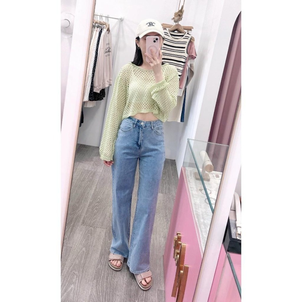 (A357)連帽長袖洞洞短版針織上衣-2色-細節圖2