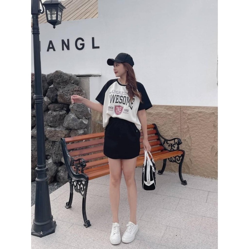 (A343)美式復古上衣+鬆緊工裝短裙二件式套裝-2色-細節圖3