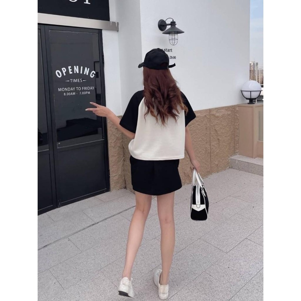 (A343)美式復古上衣+鬆緊工裝短裙二件式套裝-2色-細節圖4