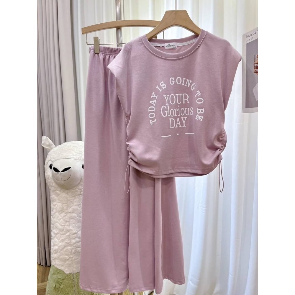 (A340)空氣棉抽繩上衣＋長裙二件式套裝-3色-規格圖8