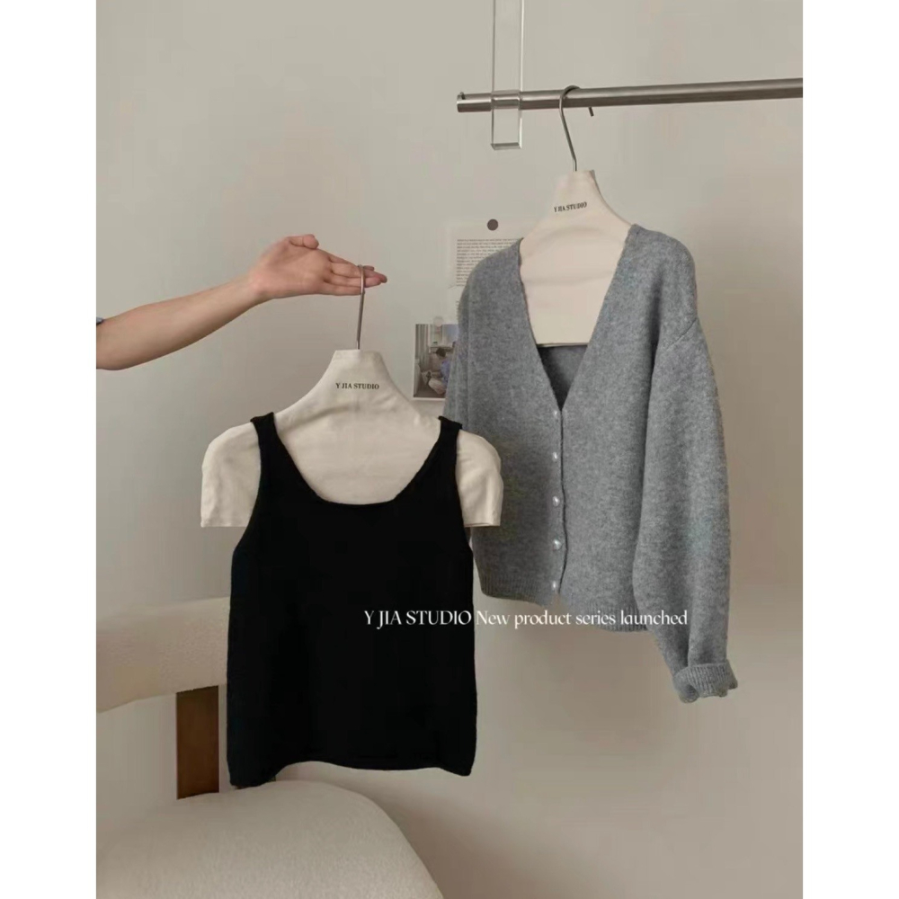 (G46)真2件針織背心+愛心釦外套-2色-細節圖4