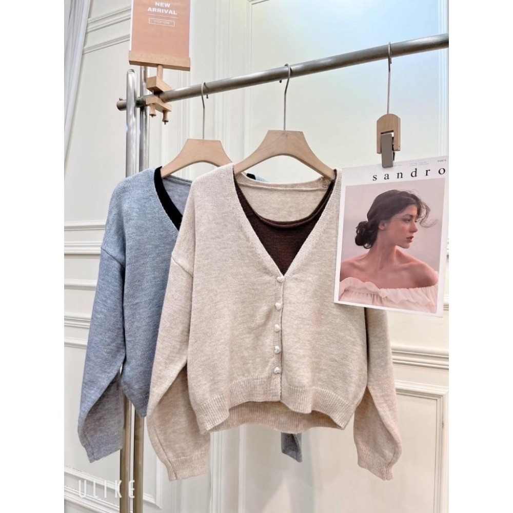 (G46)真2件針織背心+愛心釦外套-2色-細節圖6