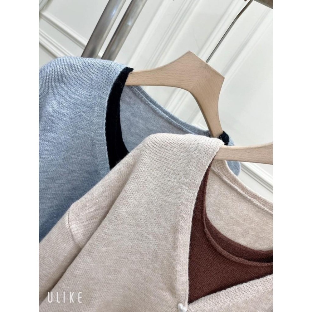 (G46)真2件針織背心+愛心釦外套-2色-細節圖8