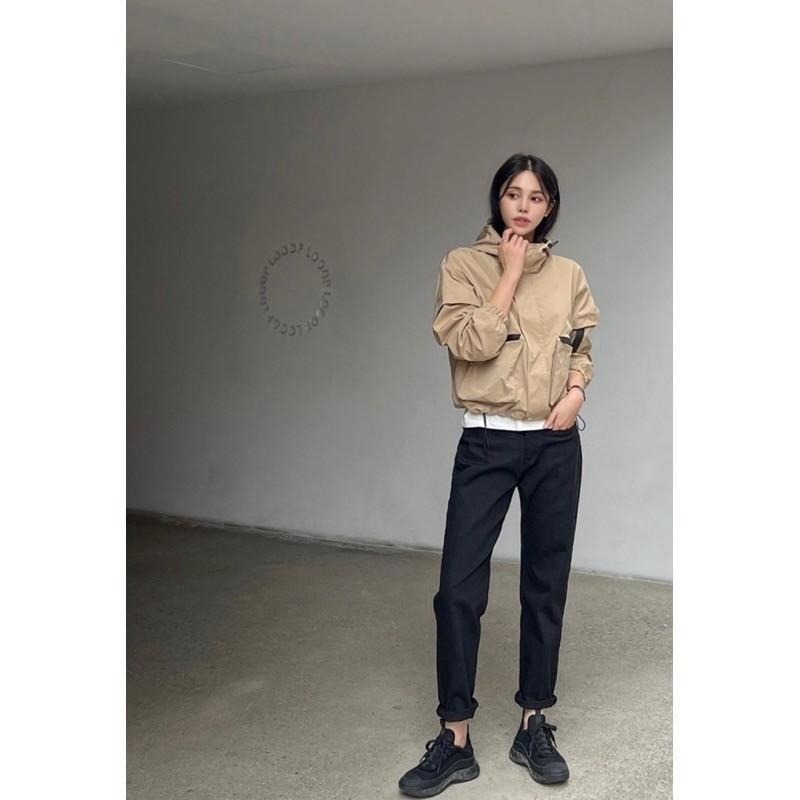 (D224)3D縫線口袋黑色男友褲S-XL-細節圖2