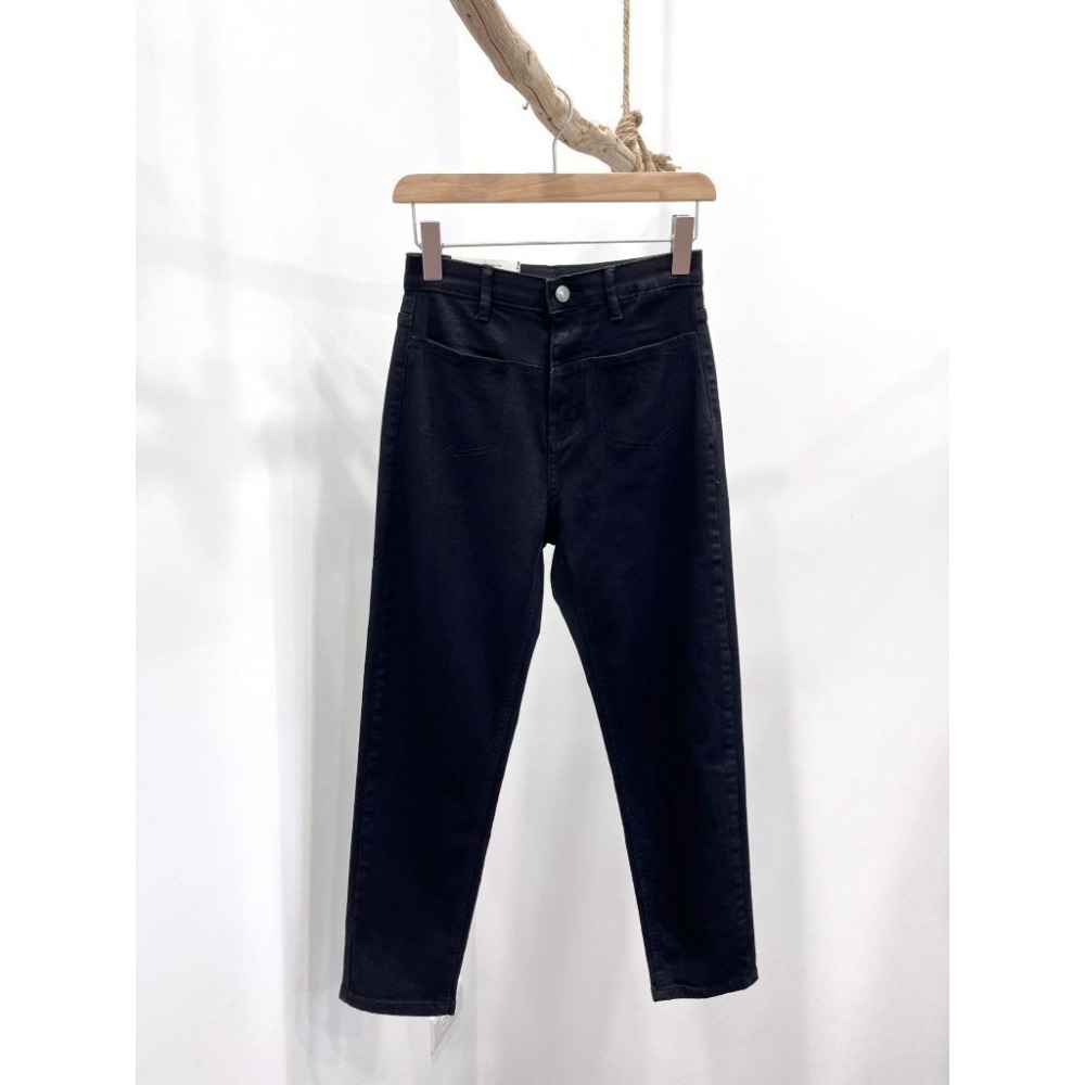 (D224)3D縫線口袋黑色男友褲S-XL-細節圖3