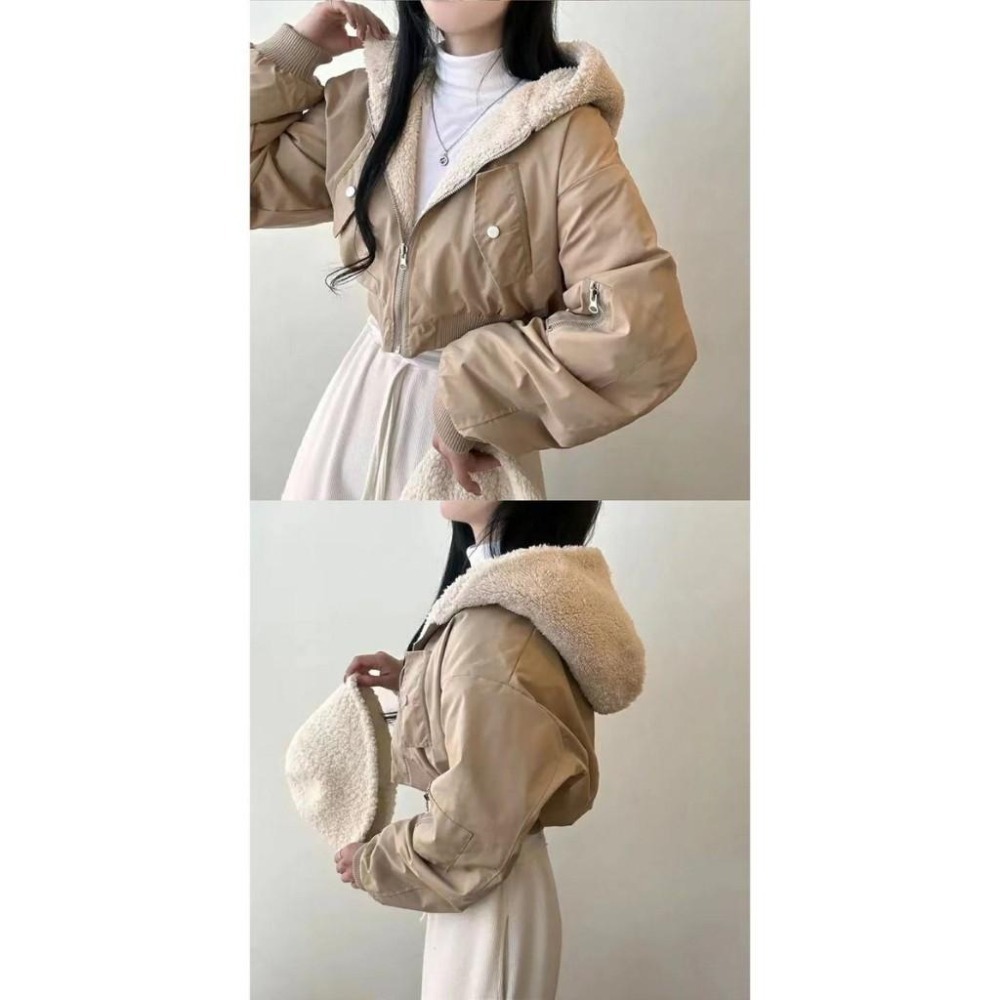 (G39)QQ毛雙面穿短版飛行外套-3色-細節圖3