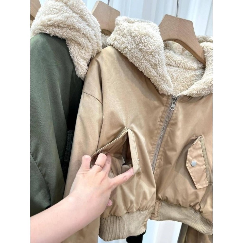 (G39)QQ毛雙面穿短版飛行外套-3色-細節圖6