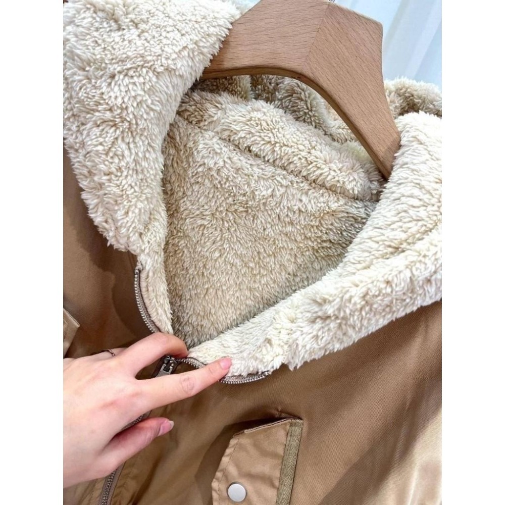 (G39)QQ毛雙面穿短版飛行外套-3色-細節圖7