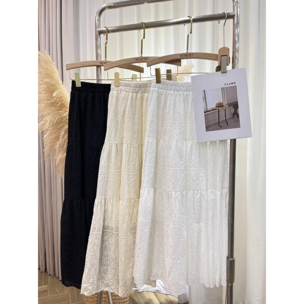 (E71)正韓 燒花蕾絲鬆緊長裙-3色(有內裡)-細節圖6