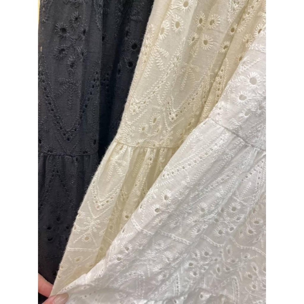 (E71)正韓 燒花蕾絲鬆緊長裙-3色(有內裡)-細節圖8