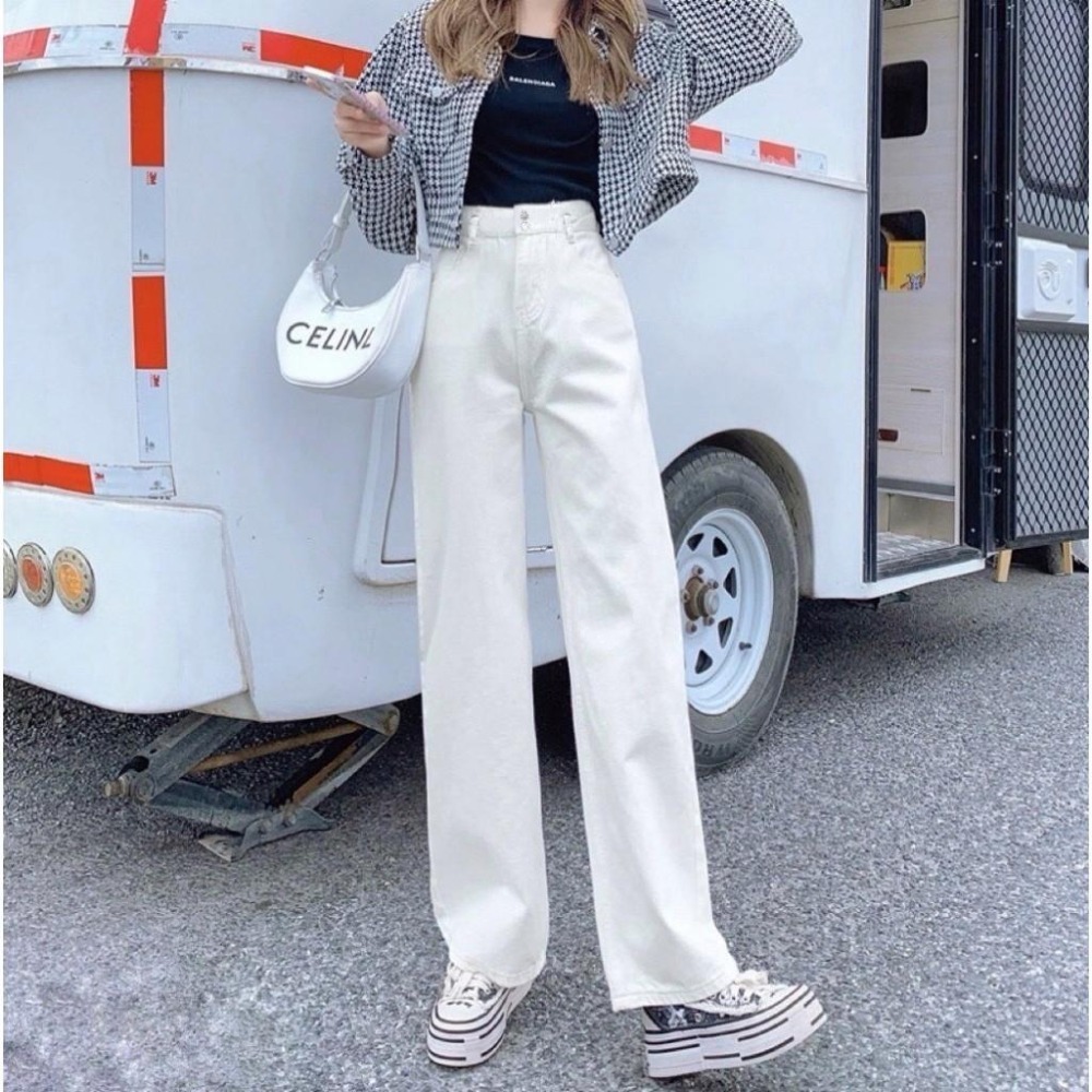 (D223)雙釦彈力落地直筒寬褲S-XL (2色)-細節圖2