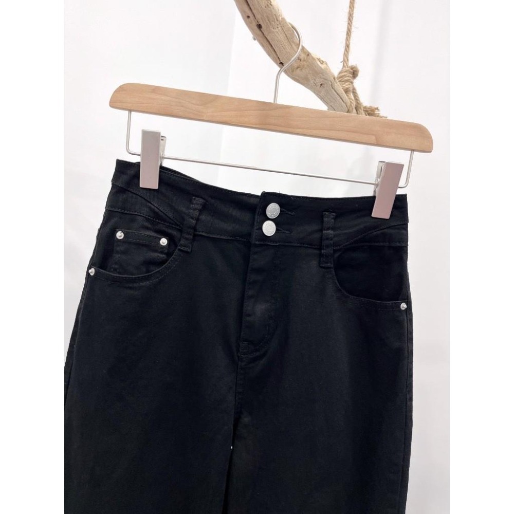 (D223)雙釦彈力落地直筒寬褲S-XL (2色)-細節圖4