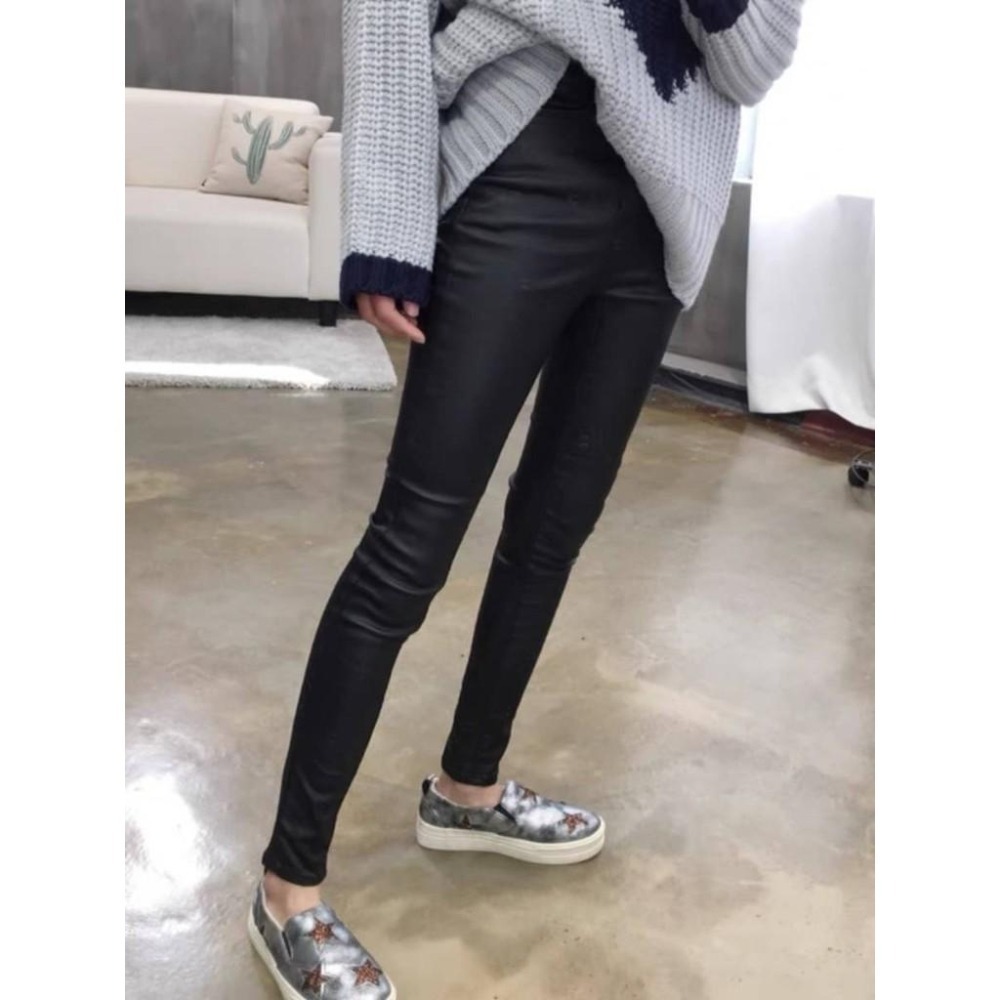 (D221)內磨毛彈性皮褲S-XL-細節圖2