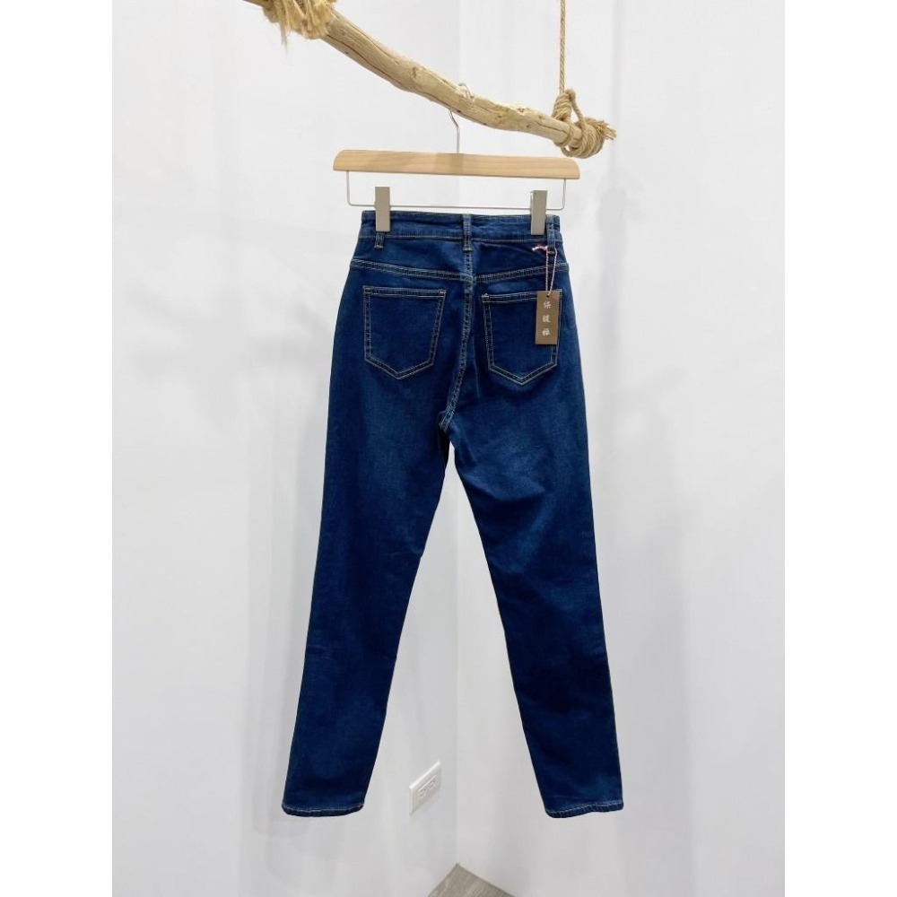 (D220)薄刷毛彈性牛仔長褲S-XL-細節圖4