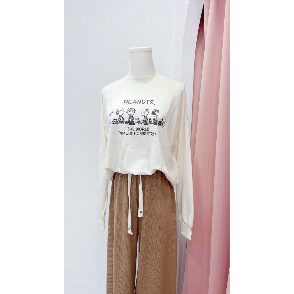 (A356)snoopy薄長袖大學t-2色 長袖上衣 薄長袖 毛巾布-細節圖2