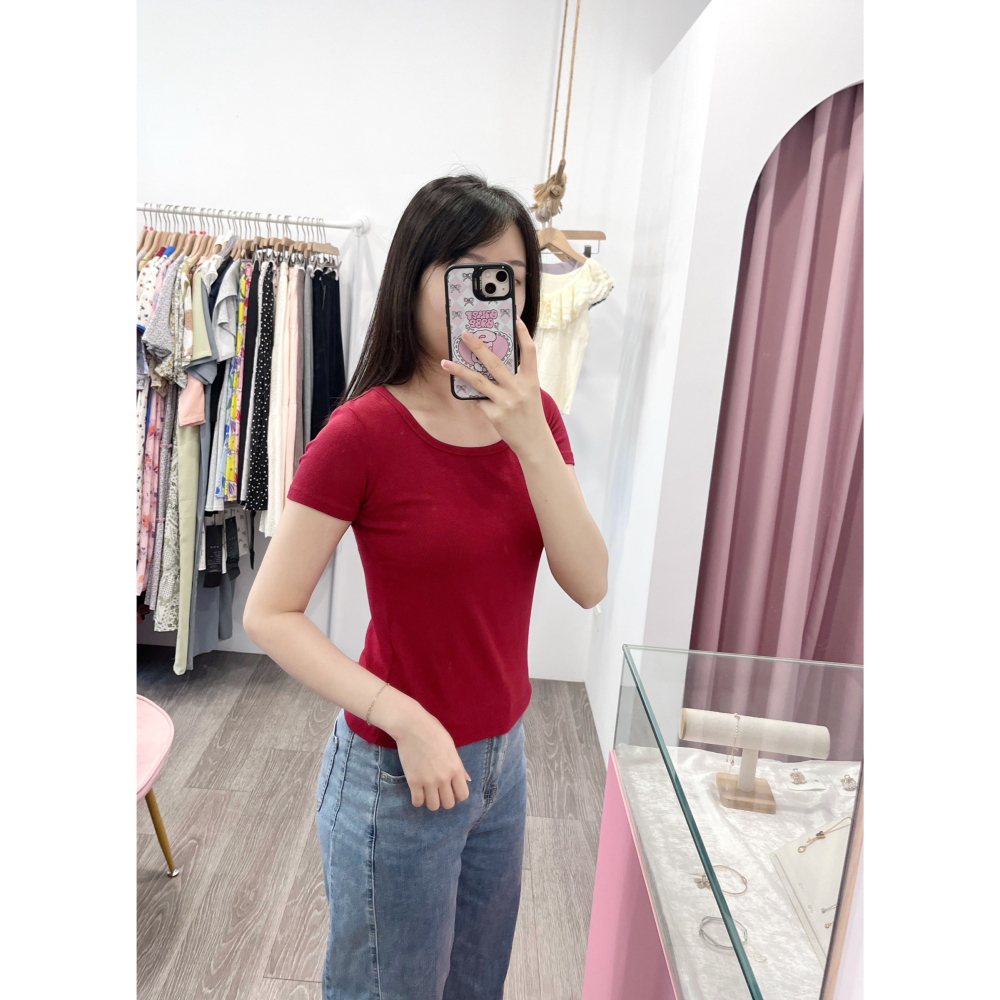 (A333)圓領素面短版上衣-3色 短板 短袖上衣 t恤 tshirt 短t-細節圖2