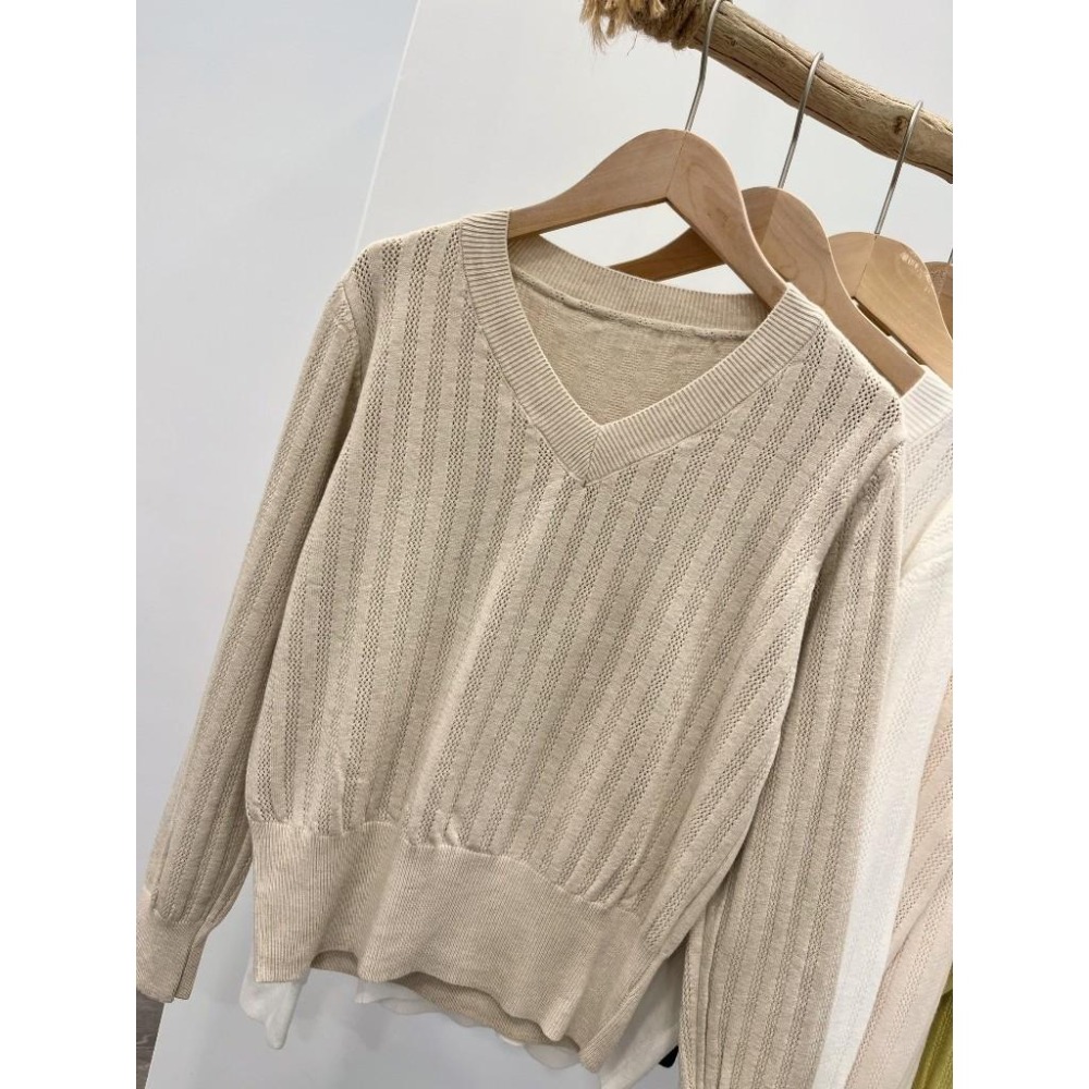 (A299)v領長袖針織上衣-9色-細節圖2