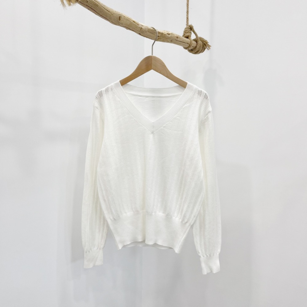 (A299)v領長袖針織上衣-9色-規格圖3