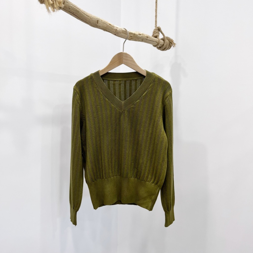 (A299)v領長袖針織上衣-9色-規格圖3