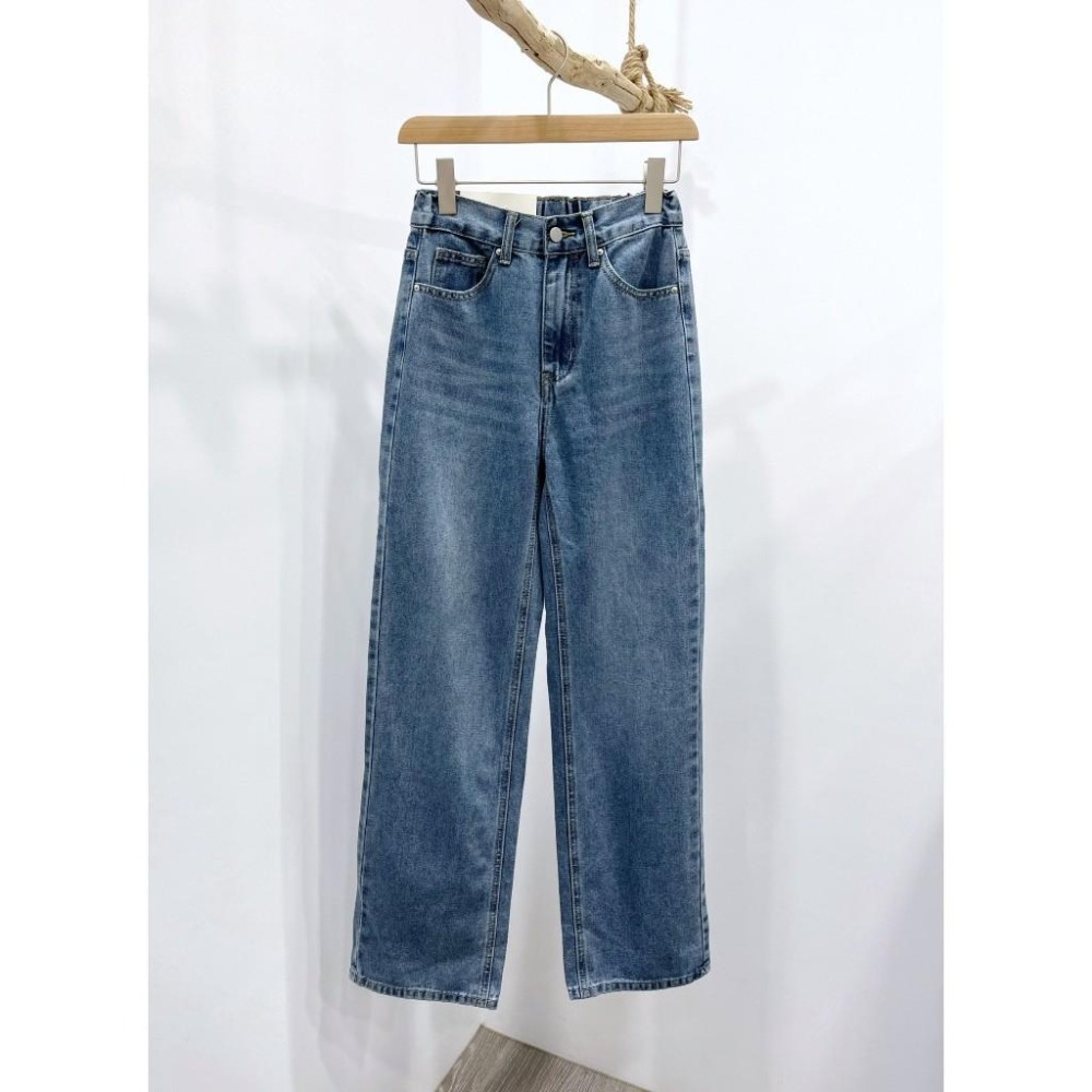 (D218)後鬆緊厚磅牛仔直筒寬褲S-XL-細節圖2