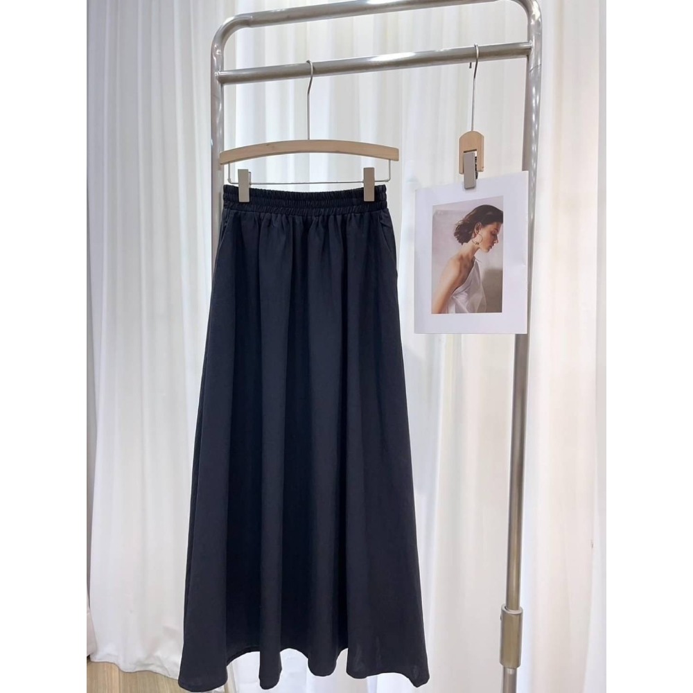 (E75)鬆緊棉麻長裙-3色-規格圖2