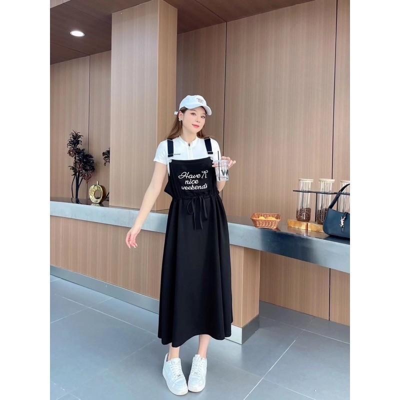 (F35)刺繡英字抽繩吊帶裙-3色-細節圖3