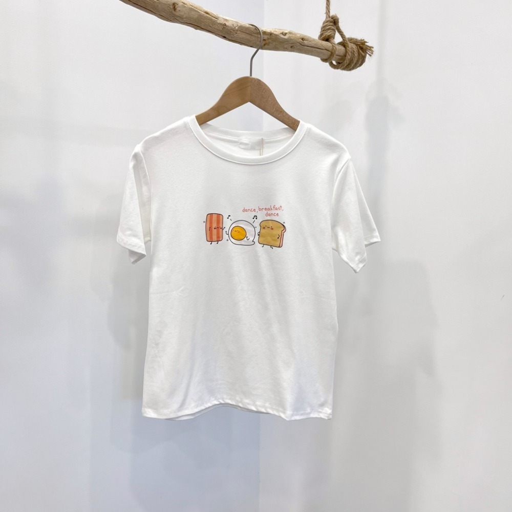 (A337)早餐系列卡通圖案短袖上衣-6色-規格圖2