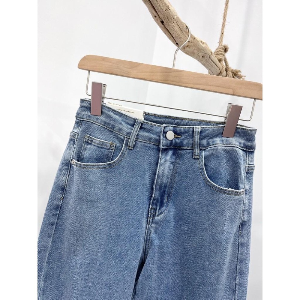 (D225)割破挺版牛仔寬褲S-L 牛仔褲 牛仔長褲-細節圖4