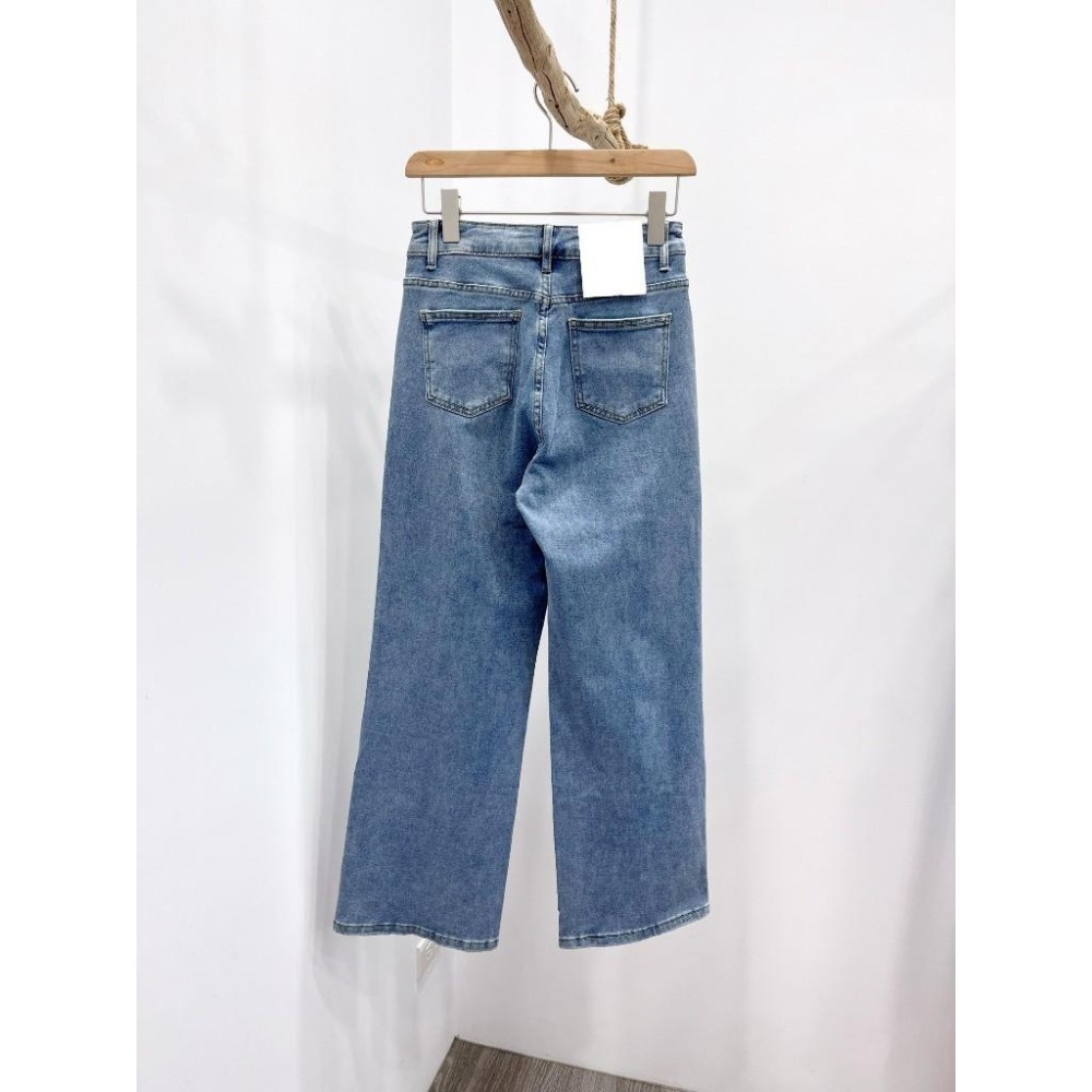 (D225)割破挺版牛仔寬褲S-L 牛仔褲 牛仔長褲-細節圖6