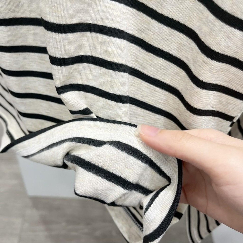 (A316)正韓 圓領內磨毛條紋長袖上衣-4色 韓國 保暖 打底衣 打底衫 內搭 長袖內搭-細節圖3