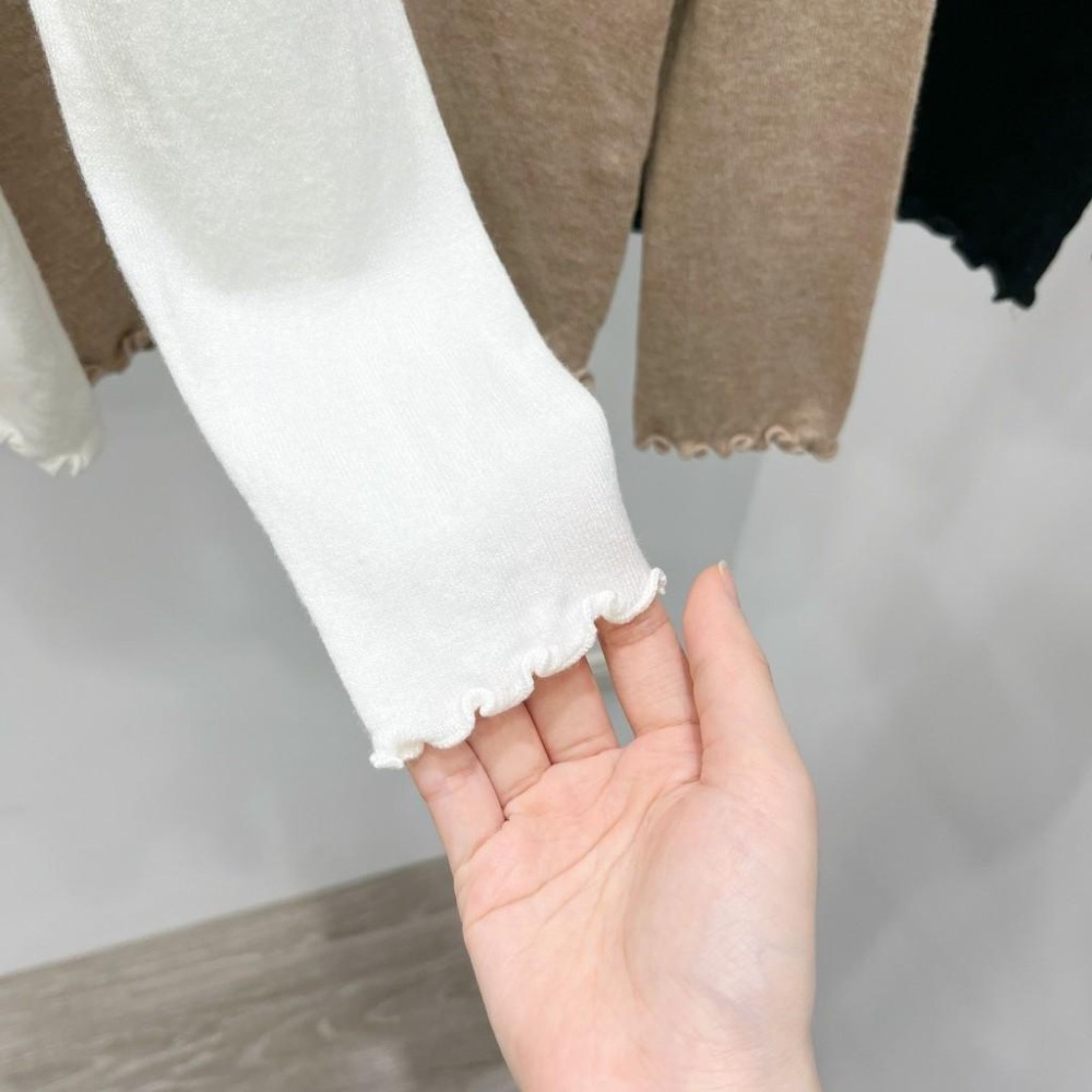 (A305)木耳邊針織長袖內搭上衣-3色-細節圖4